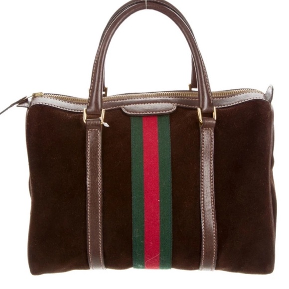 Gucci Brown Suede Boston bag - Picture 1 of 8